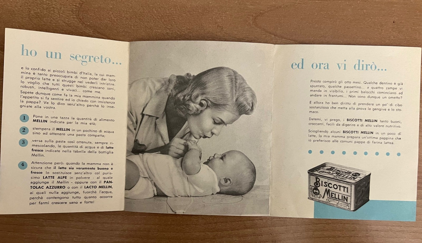 PUBBLICITARIO 1960 MANTOVANI , MELLIN PRODOTTI PER BEBE'