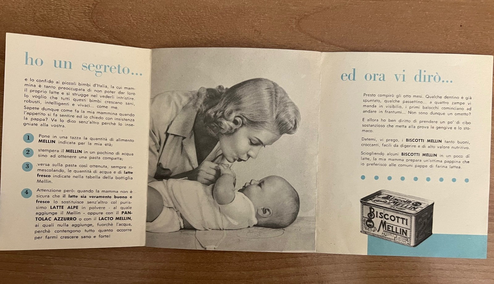 PUBBLICITARIO 1960 MANTOVANI , MELLIN PRODOTTI PER BEBE'