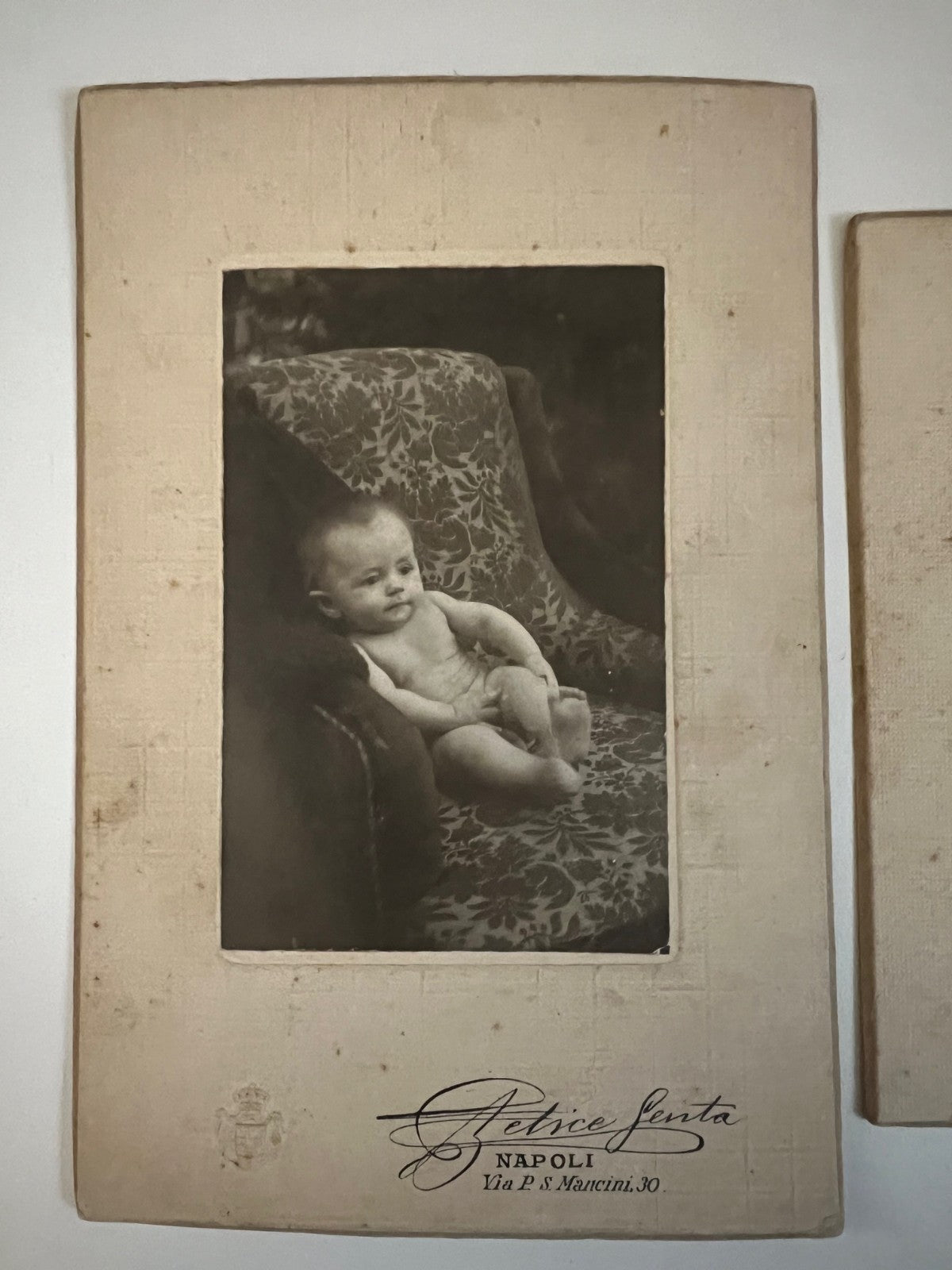 Foto d'epoca 1900 Napoli Felice Genta - 2 foto artistiche Bambino