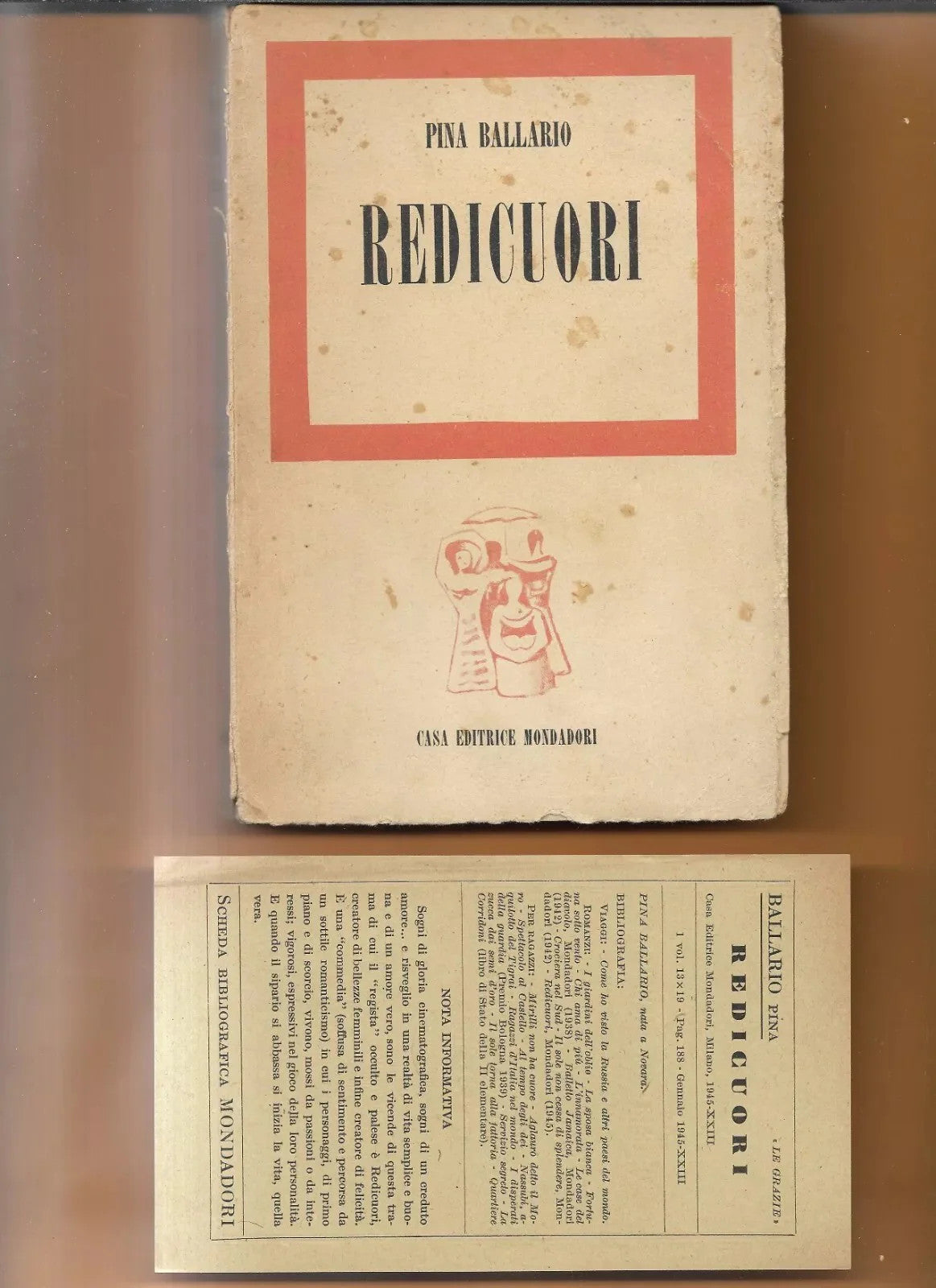 PINA BALLARIO REDICUORI 1944 MONDADORI PRIMA EDIZIONE CON SCHEDA EDITORIALE