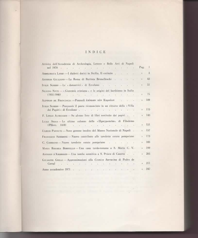 ACCADEMIA DI ARCHEOLOGIA LETTERE E BELLE ARTI VOL. XLVI 1971 POZZUOLI , POMPEI