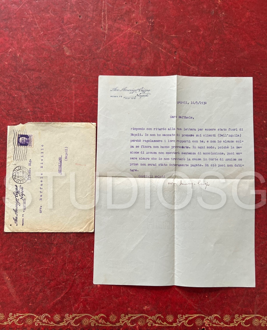 1930 LETTERA AUTOGRAFA AVV. AMERIGO CRISPO DEPUTATO ASSEMBLEA COSTITUENTE