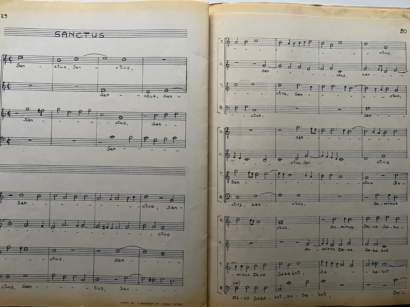 SPARTITO MANOSCRITTO PALESTRINA VENI SPONSA CHRISTI , MUSICA E TESTO