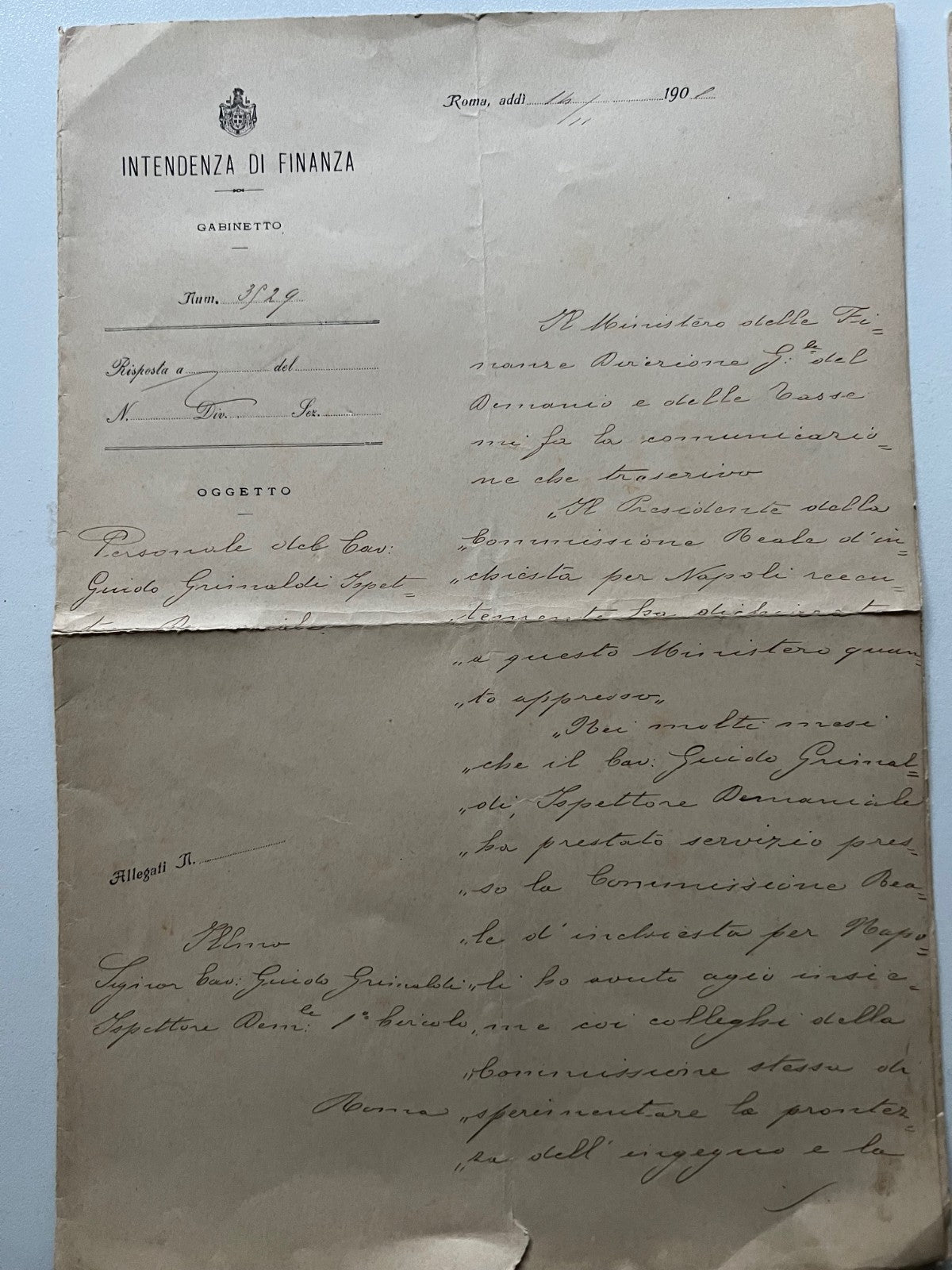 2 Documenti Reale Commissione d'Inchiesta per Napoli Commissione Saredo 1900