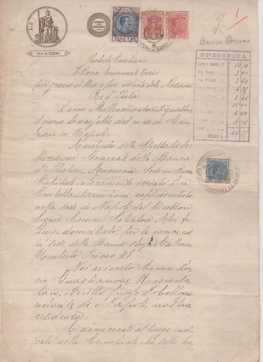 CAMBIALE NAPOLI 1923 MARCHESE GIUSEPPE CARIONI + PROTESTO CON BOLLI