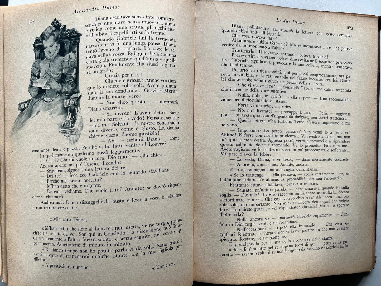 LE DUE DIANE ROMANZO DI ALESSANDRO DUMAS, RIZZOLI 1934 ILLUSTRATO INGEGNOLI