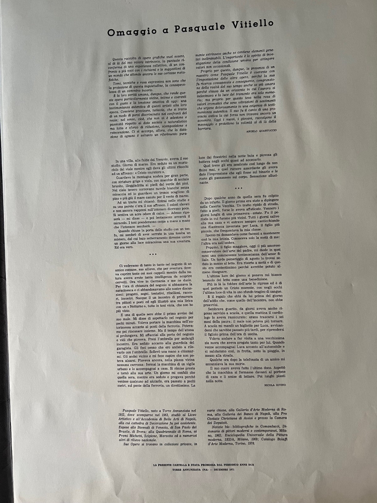 TORRE ANNUNZIATA OMAGGIO A PASQUALE VITIELLO 1971 5 SERIGRAFIE cm 70 X 50