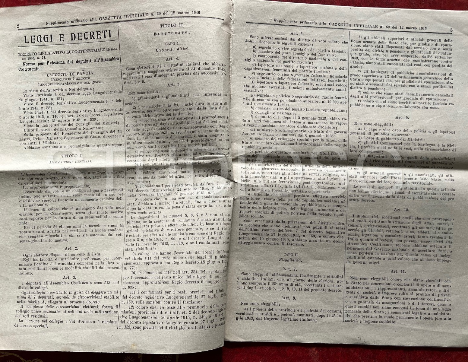 GAZZETTA UFFICIALE 12 MARZO 1946 NORME ELEZIONE DEPUTATI ASSEMBLEA COSTITUENTE