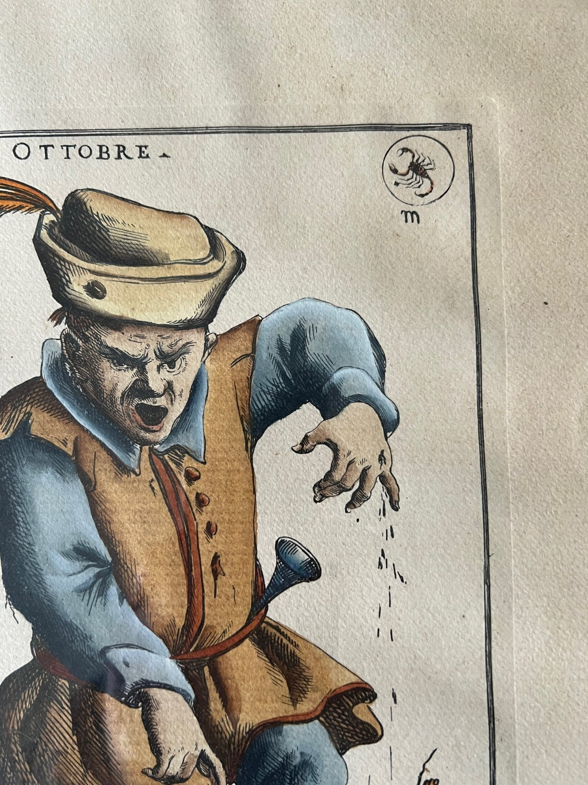 INCISIONE ACQUARELLATA OTTOBRE GIUSEPPE MARIA MITELLI 45 X 35 SCORPIONE