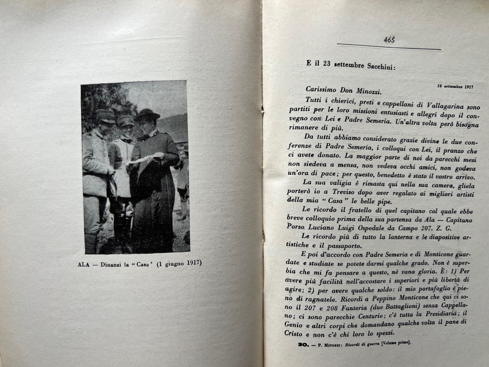WWI P. GIOVANNI MINOZZI RICORDI DI GUERRA 1956 AMATRICE PRIMA EDIZIONE ILLUSTRA