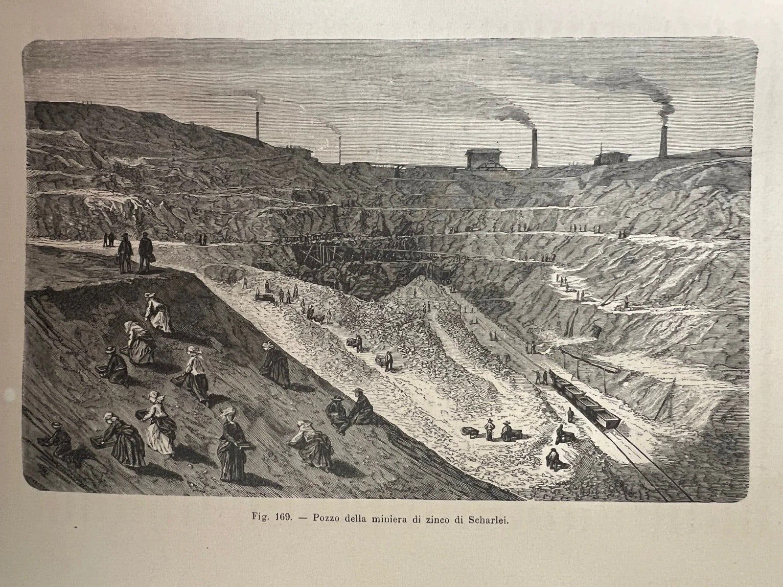 STAMPA 1886 POZZO DELLA MINIERA DI ZINCO DI SCHARLEI