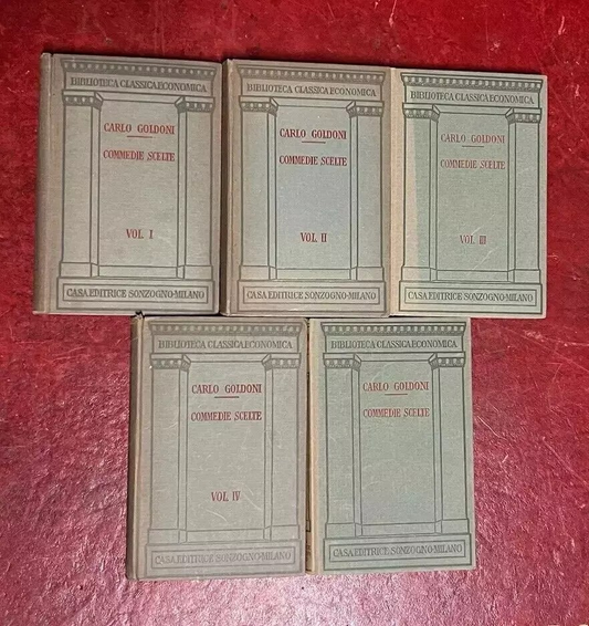 CARLO GOLDONI COMMEDIE SCELTE 5 VOLUMI COMPLETA 1924 SANSONI