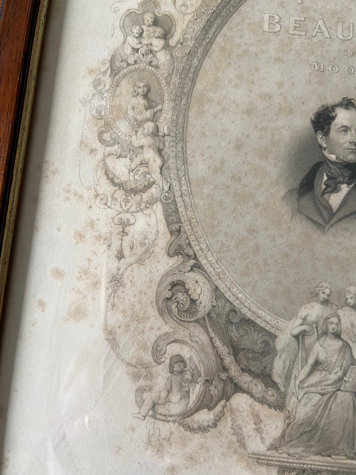 INCISIONE XIX SECOLO THOMAS MOORE ( 1779 - 1852 ) POETA COMMEDIOGRAFO ED ATTORE