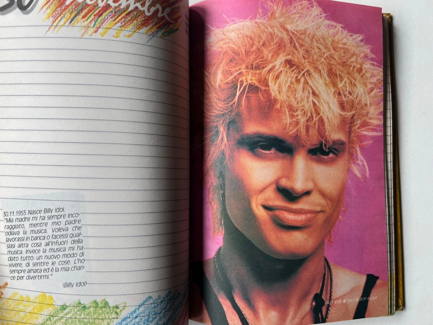 DIARIO VINTAGE BE BOP A LULA 1987 NUOVO U2, VASCO, BON JOVI, DURAN DURAN, MADON