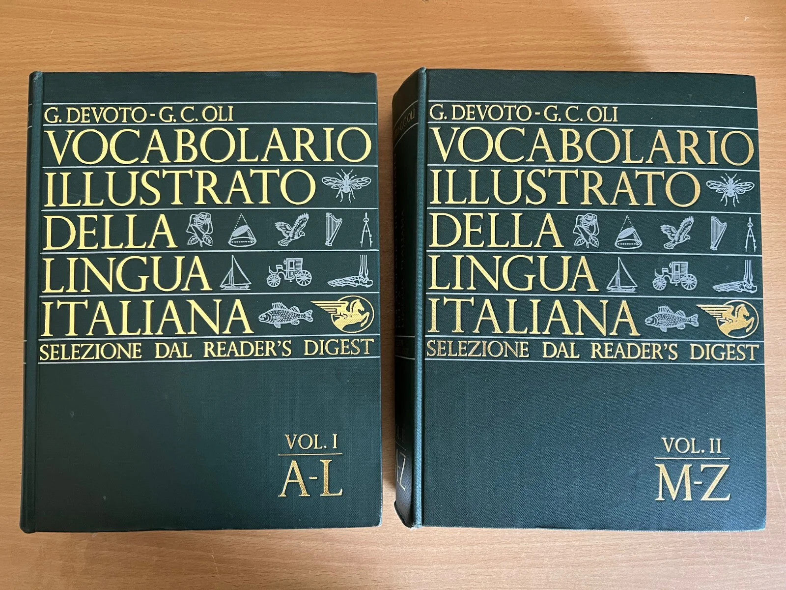 VOCABOLARIO ILLUSTRATO DELLA LINGUA ITALIANA DEVOTO - OLI 2 VOLUMI 1967 OTTIMO