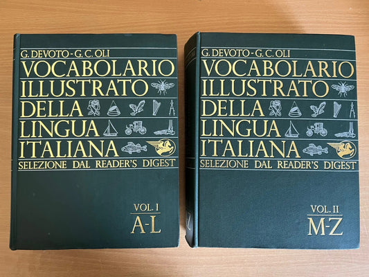 VOCABOLARIO ILLUSTRATO DELLA LINGUA ITALIANA DEVOTO - OLI 2 VOLUMI 1967 OTTIMO