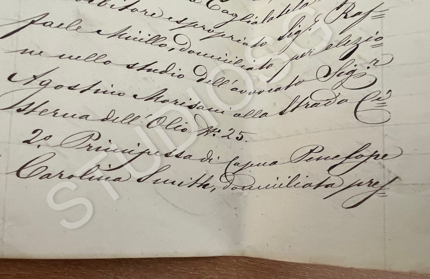 MANOSCRITTO NAPOLI 1881 PRINCIPESSA DI CAPUA PENELOPE CAROLINA SMITH BORBONE