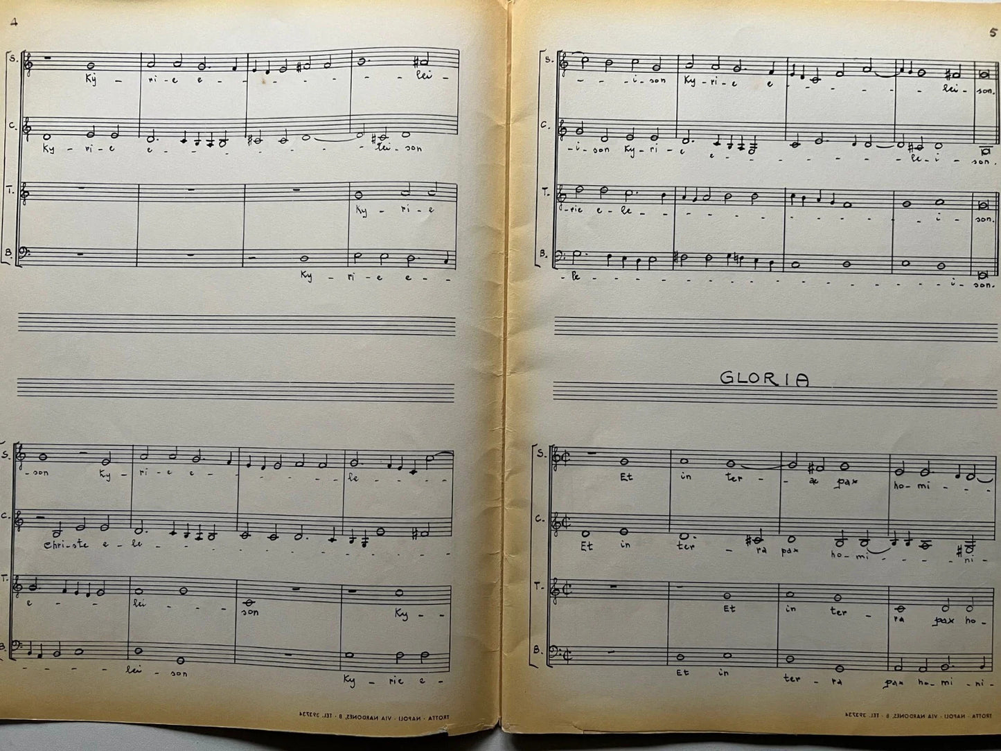 SPARTITO MANOSCRITTO ALESSANDRO SCARLATTI MESSA A 4 VOCI , MUSICA E TESTO