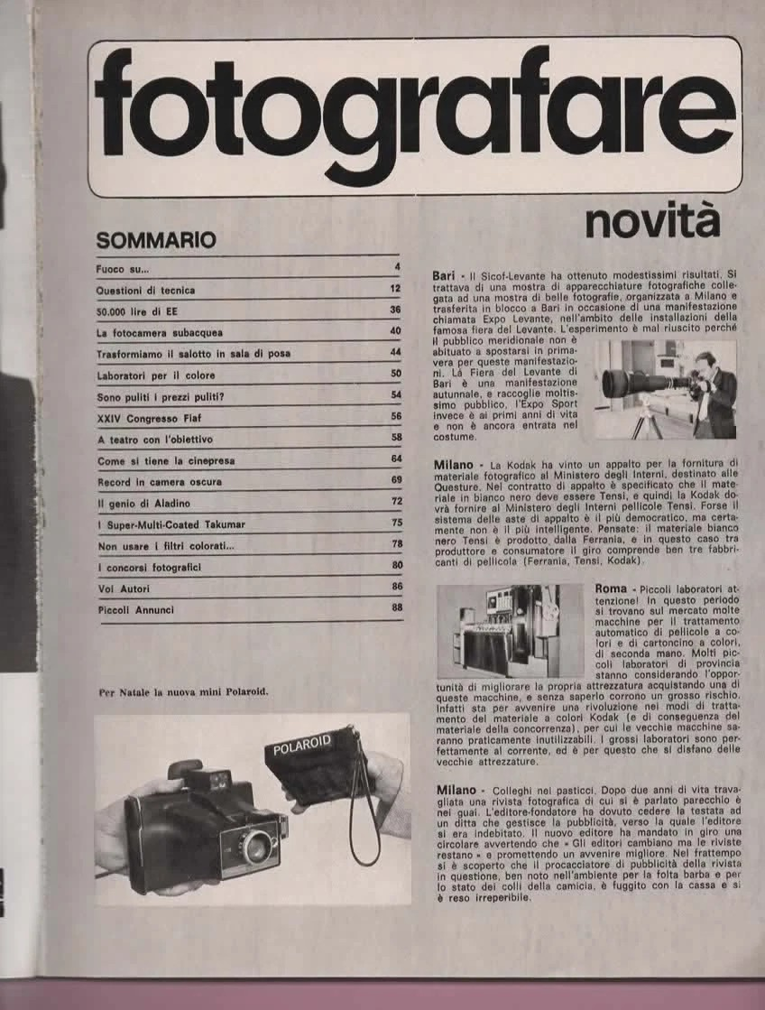 RIVISTA FOTOGRAFARE GIUGNO 1972 NASCE LA POLAROID TASCABILE