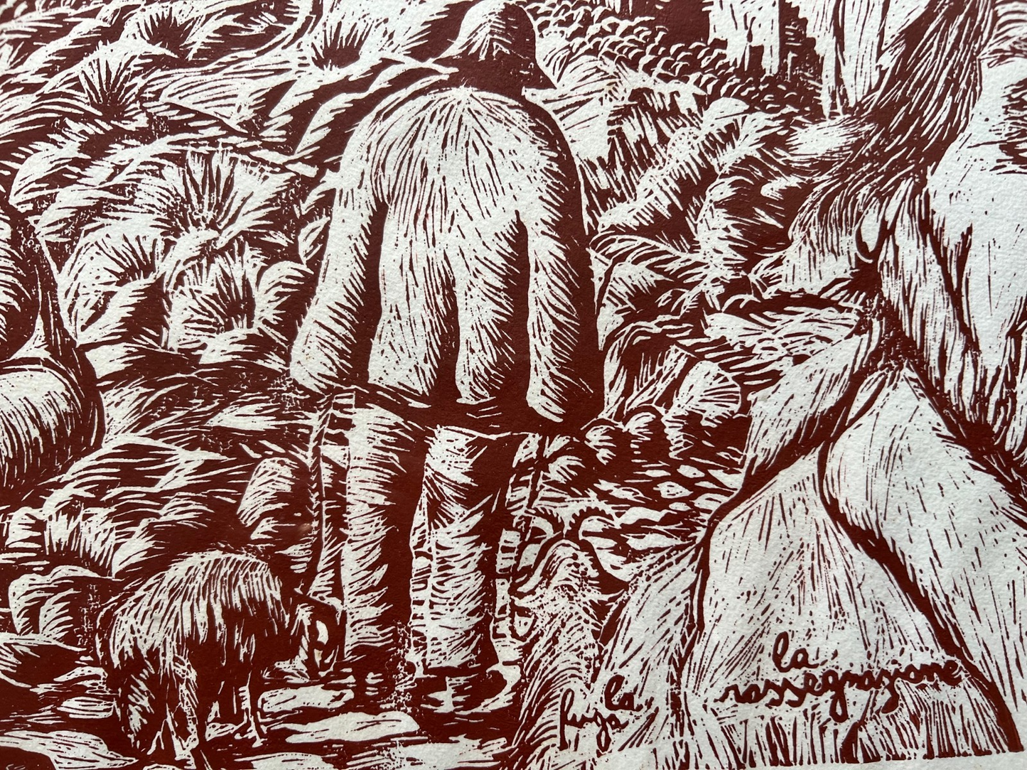 1976 TERREMOTO FRIULI XILOGRAFIA  BENITO FERRARO VICO EQUENSE cm 55 x 40