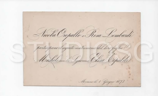 1873 INVITO NOZZE OROPALLO - CIPALDI MOIANO BENEVENTO
