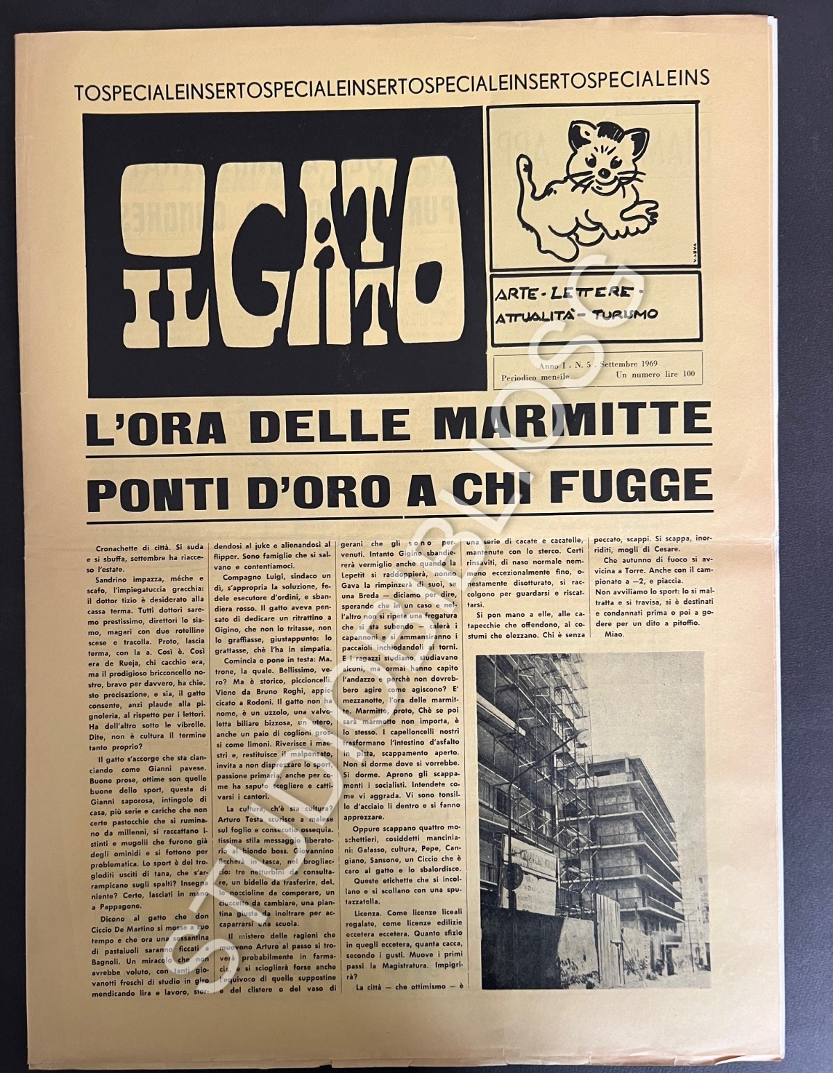 TORRE ANNUNZIATA IL GATTO 1969 MENSILE ATTUALITA' SPORT CALCIO TURRIS SAVOIA