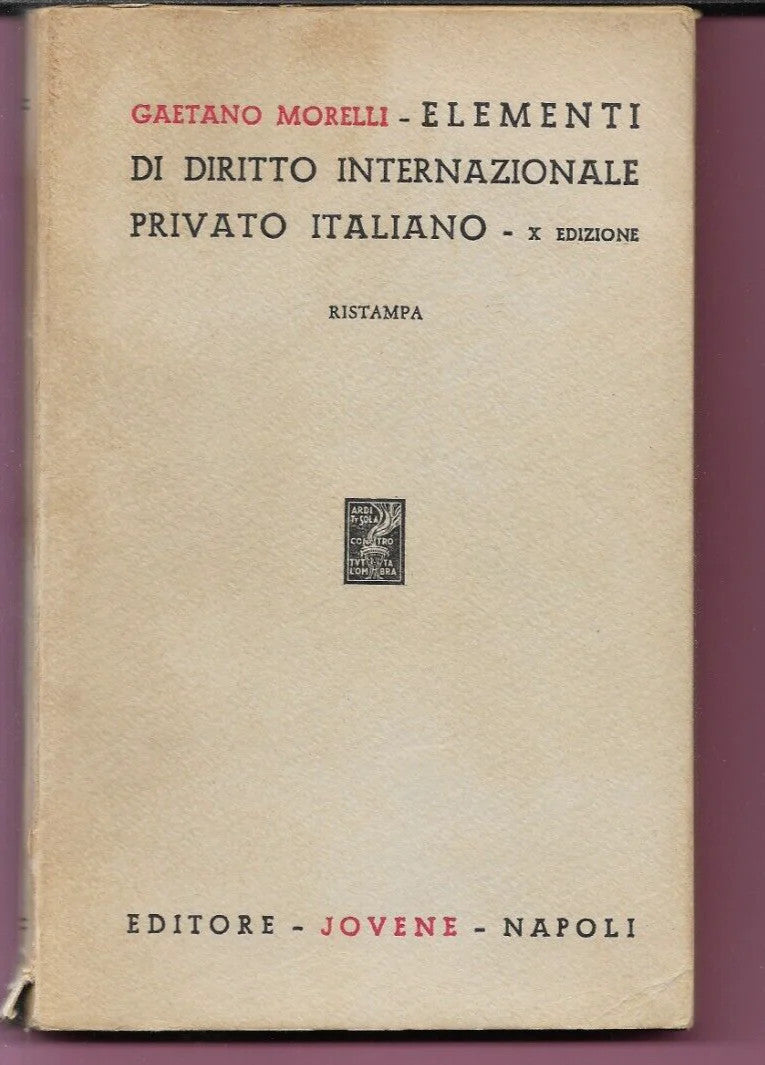 MORELLI ELEMENTI DI DIRITTO INTERNAZIONALE PRIVATO ITALIANO 1979 JOVENE