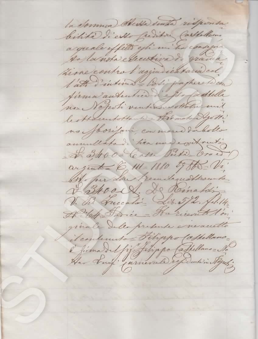 1880 NAPOLI BANCO DEL DENARO LIBERO IN MADRE E FEDE ORO E ARGENTO MANOSCRITTO