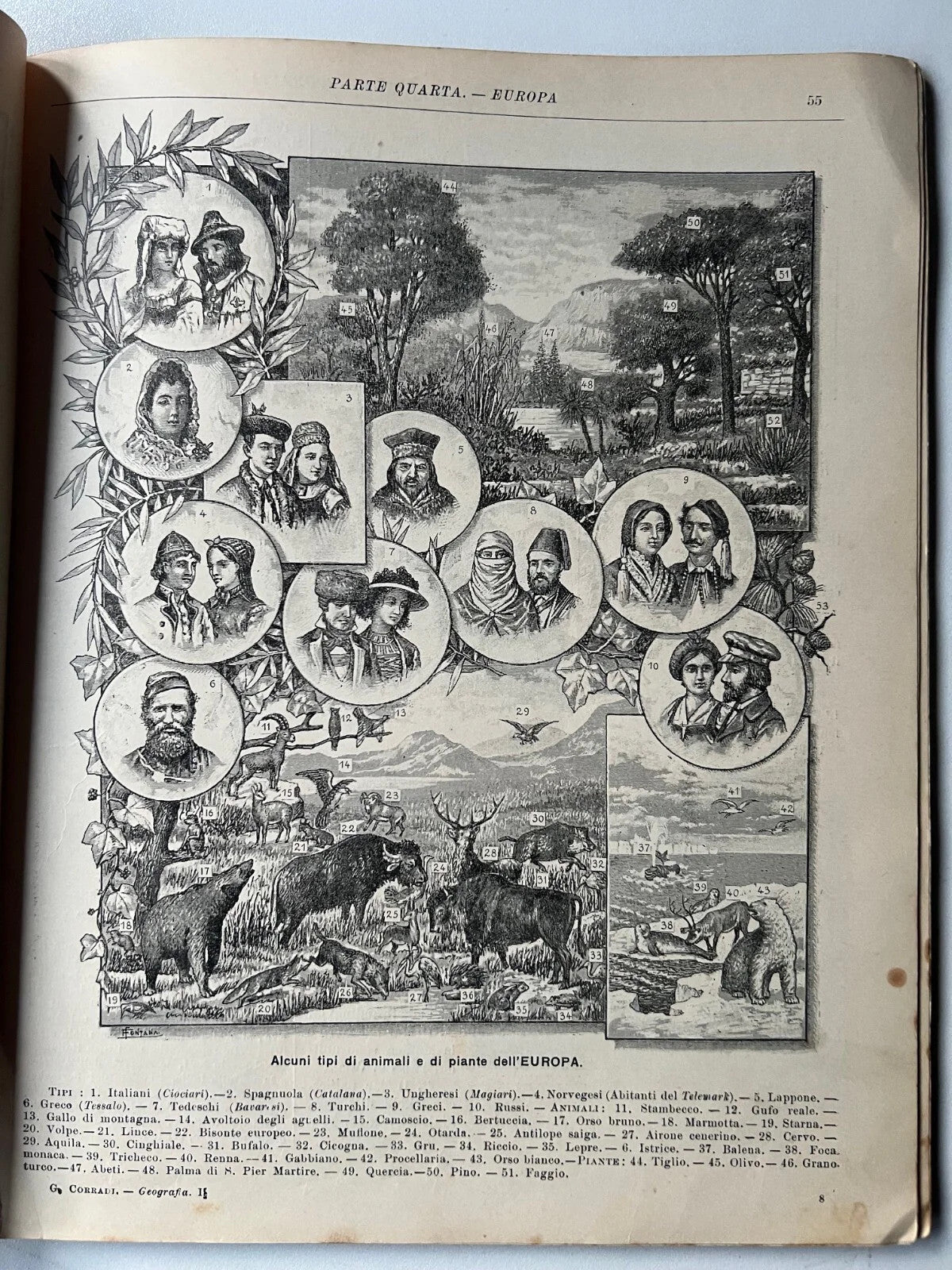G. CORRADI TESTO ATLANTE DI GEOGRAFIA VOLUME PRIMO REMO SANDRON 1911 F. NONNI