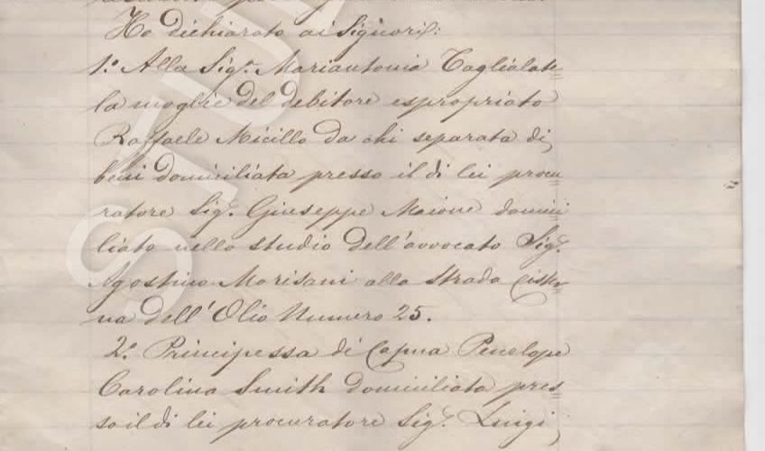 MANOSCRITTO 1880 PENELOPE CAROLINA SMITH MOGLIE C. BORBONE PRINCIPESSA DI CAPUA