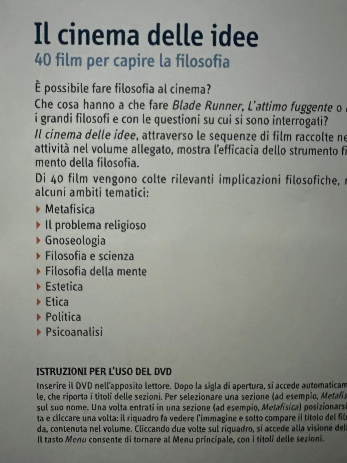 RUFFALDI - SANI IL CINEMA DELLE IDEE 40 FILM PER CAPIRE LA FILOSOFIA LOESCHER