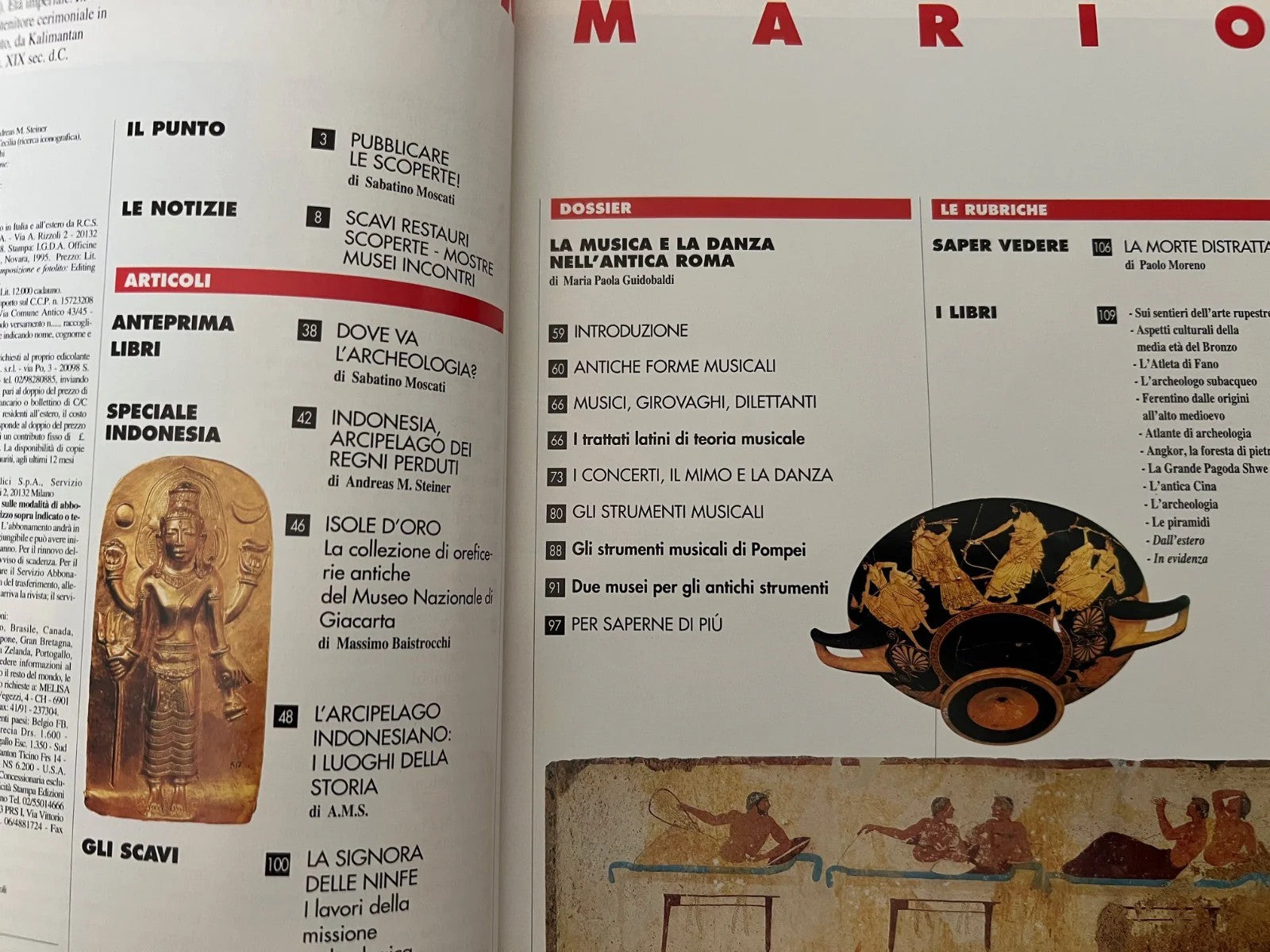 MUSICA E DAZA NELL'ANTICA ROMA ARCHEO ANNO X NUMERO 11 ( 129 ) DE AGOSTINI 1995