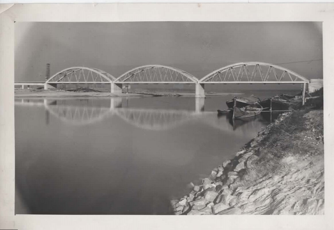 Foto arte C. Gerardi Verona 1949 Albaredo D'adige Ponte ad archi con barche