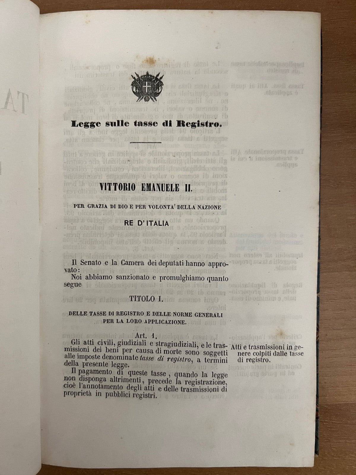 1862 MINISTERO DELLE FINANZE LEGGE SULLE TASSE DI REGISTRO NAPOLI CAV. G. NOBILE