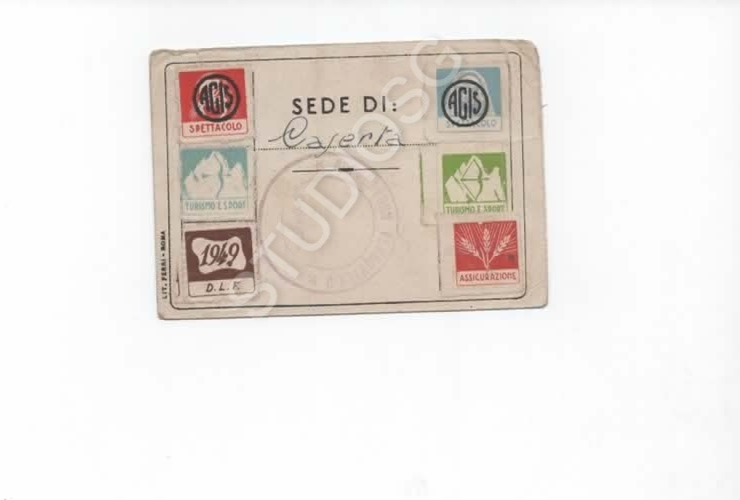 1949 TESSERA DOPOLAVORO FERROVIARIO SEDE DI CASERTA 6 BOLLINI