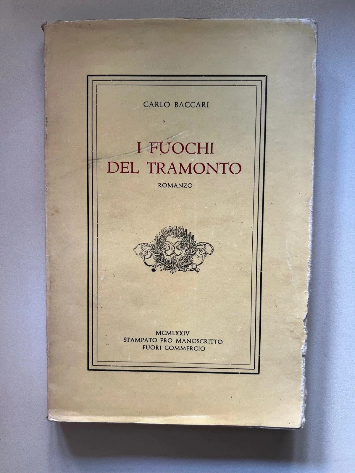 CARLO BACCARI I FUOCHI DEL TRAMONTO 1974 STAMPATO PRO MANOSCRITTO EDIZ. FUORI CO