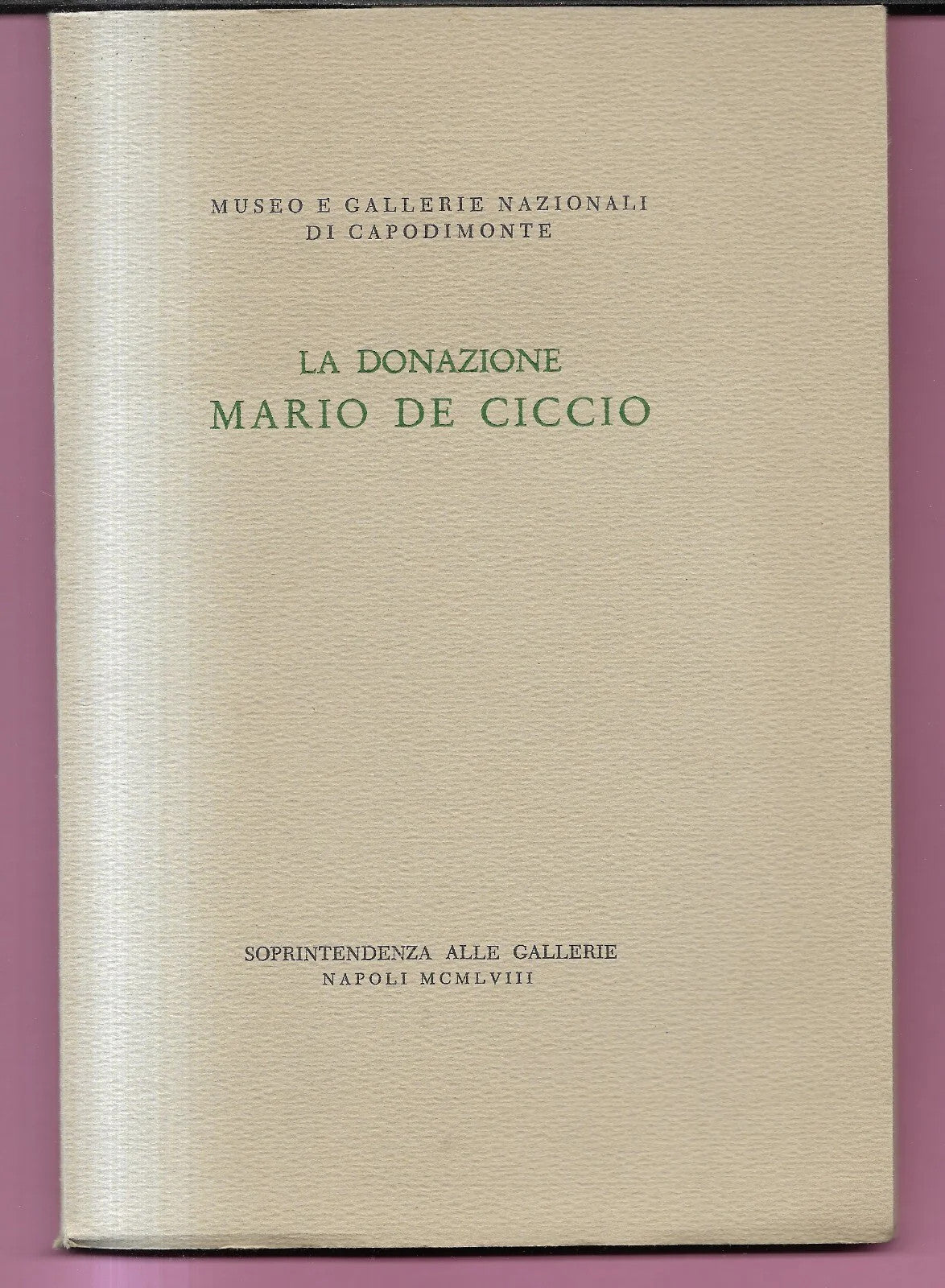 LA DONAZIONE MARIO DE CICCIO NAPOLI 1958 MUSEO E GALLERIE NAZIONALE DI CAPODIMON