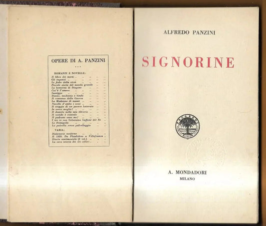 ALFREDO PANZINI SIGNORINE MONDADORI 1926 PRIMA EDIZIONE RILEGATO
