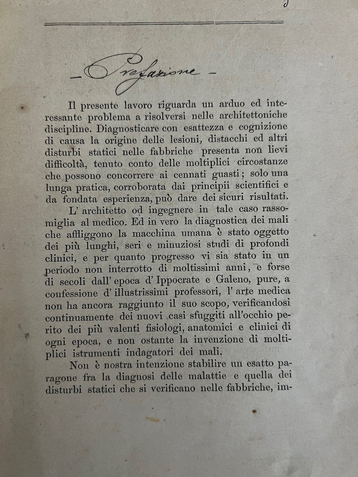 1889 E. FOLINEA SULLA ORIGINE DELLE LESIONI NEI FABBRICATI E METODI DI RESTAURO
