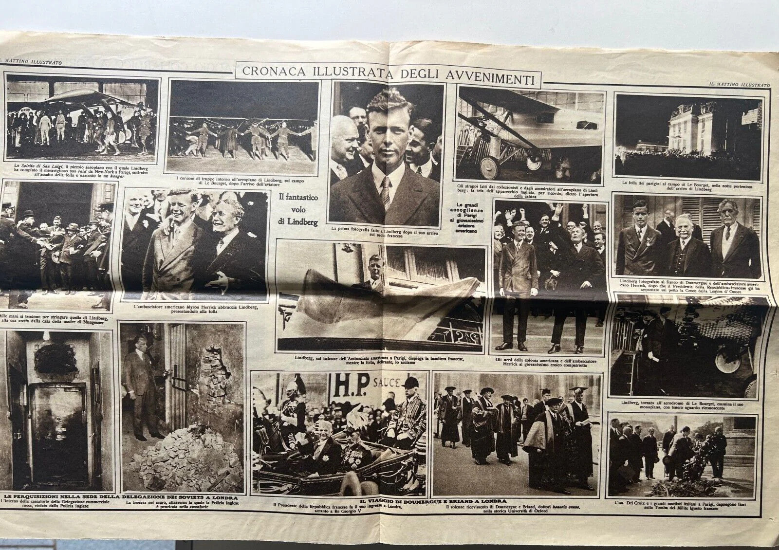 IL MATTINO ILLUSTRATO GIUGNO 1927, LINDBERG, MUSSOLINI, GORIZIA, AVIAZIONE