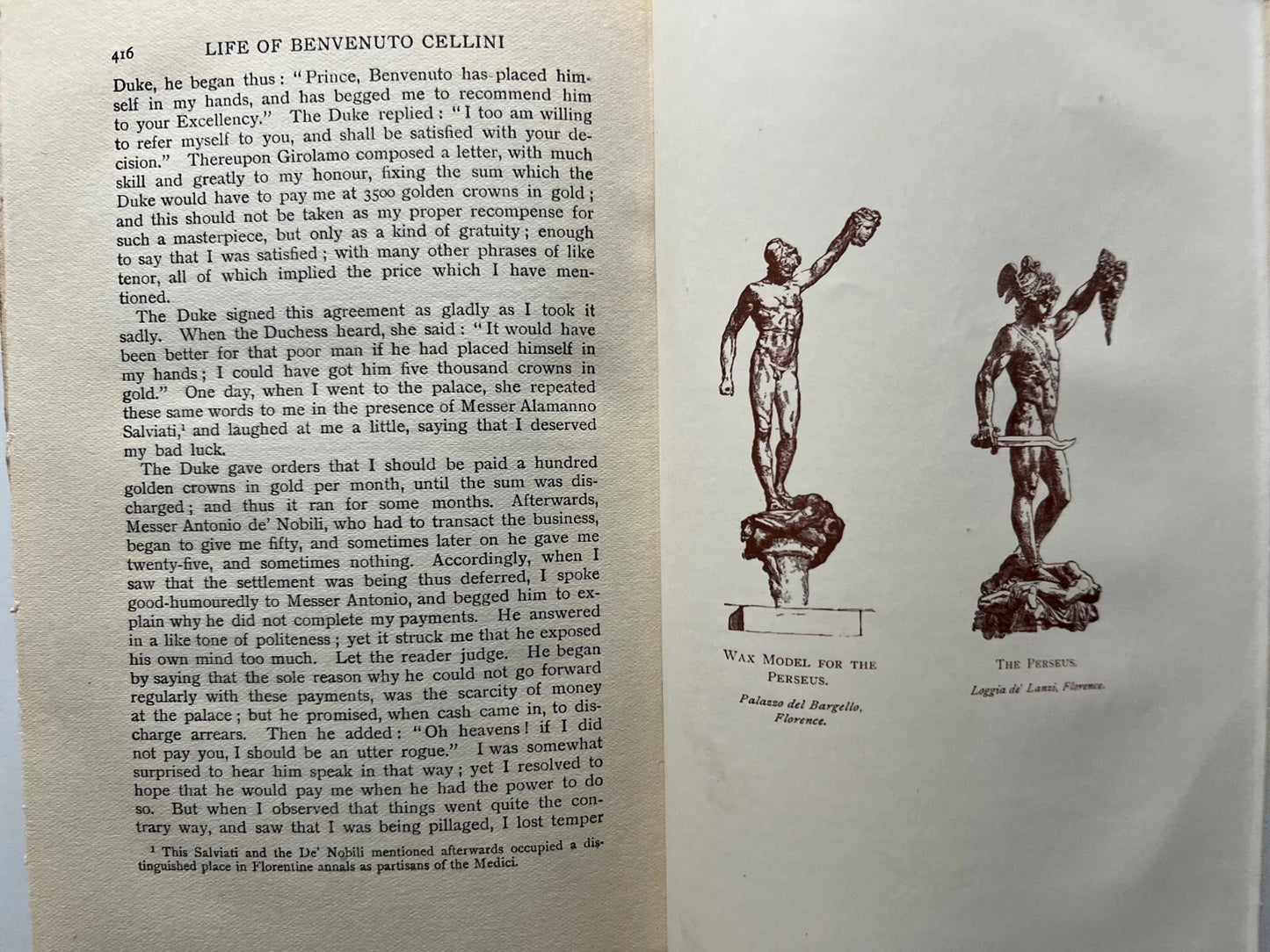 THE LIFE OF BENVENUTO CELLINI , JOHN ADDINGTON SYMONDS 1920 MACMILLIAN