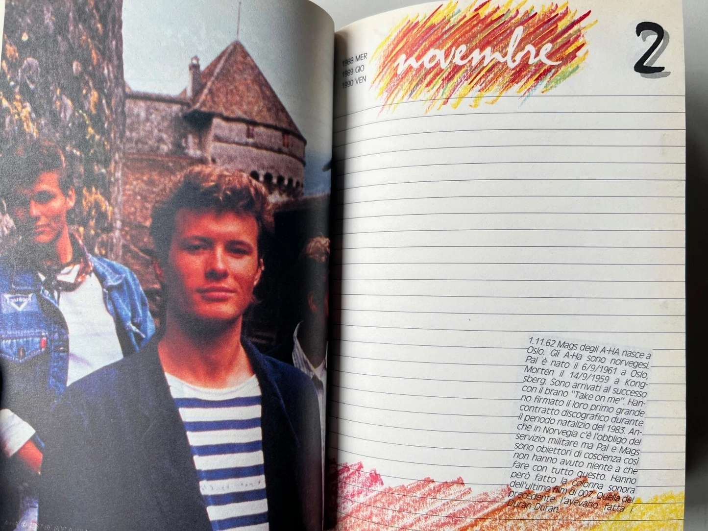 DIARIO VINTAGE BE BOP A LULA 1987 NUOVO U2, VASCO, BON JOVI, DURAN DURAN, MADON