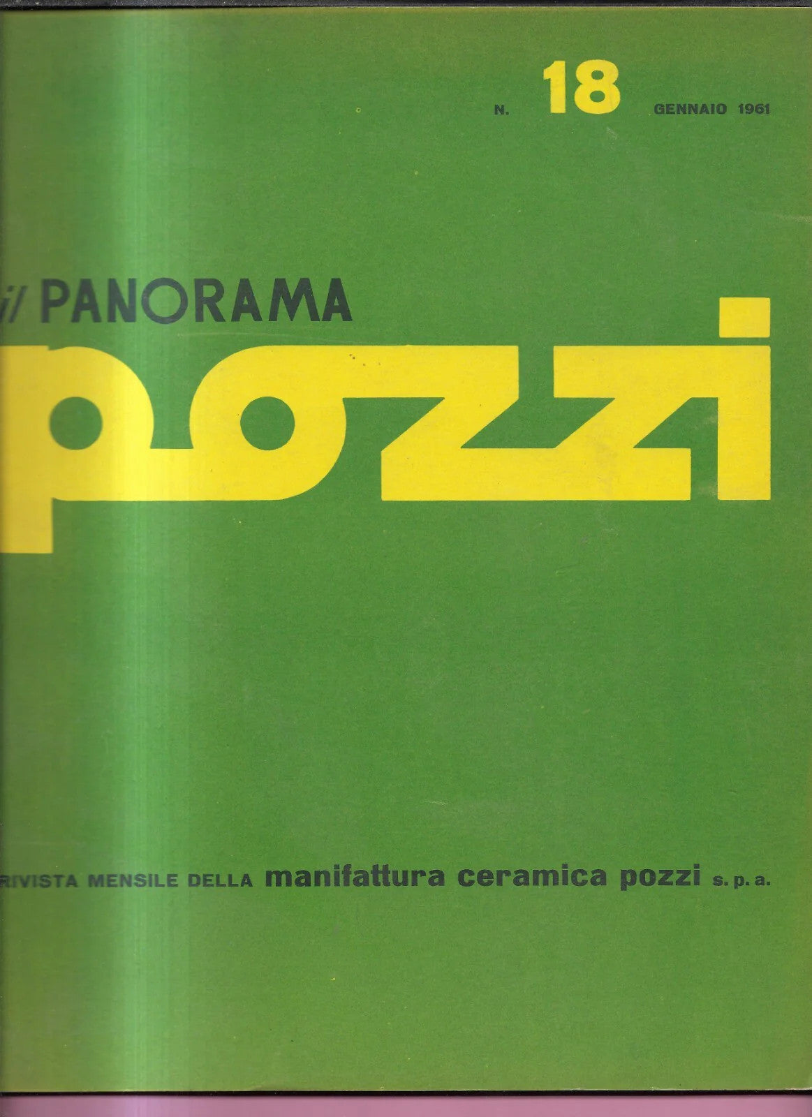 RIVISTA IL PANORAMA POZZI N. 18 GENNAIO 1961 CERAMICA POZZI ARCHITETTURA VINTAGE
