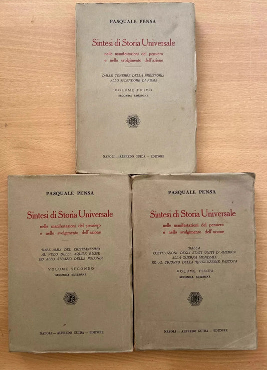 SINTESI DI STORIA UNIVERSALE 3 VOLUMI PASQUALE PENSA NAPOLI GUIDA EDITORE 1933