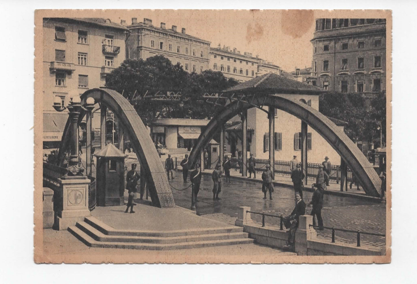 CARTOLINA FIUME - Ponte sull'Eneo ex Confine - Raro Annullo "SUSSA FIUME" 1942 - Animata Sentinelle