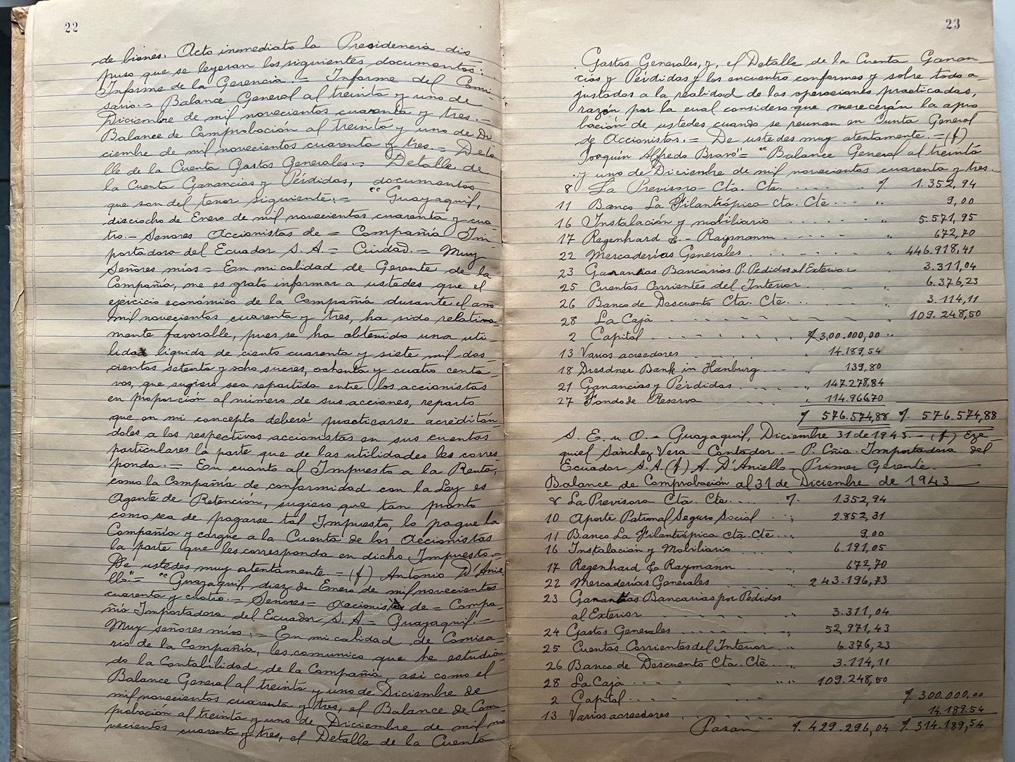 LIBRO DE ACTAS DE LA COMPANIA IMPORTADORA DEL ECUADOR S.A. ANO DE 1941 LIBRO DE ACCIONES