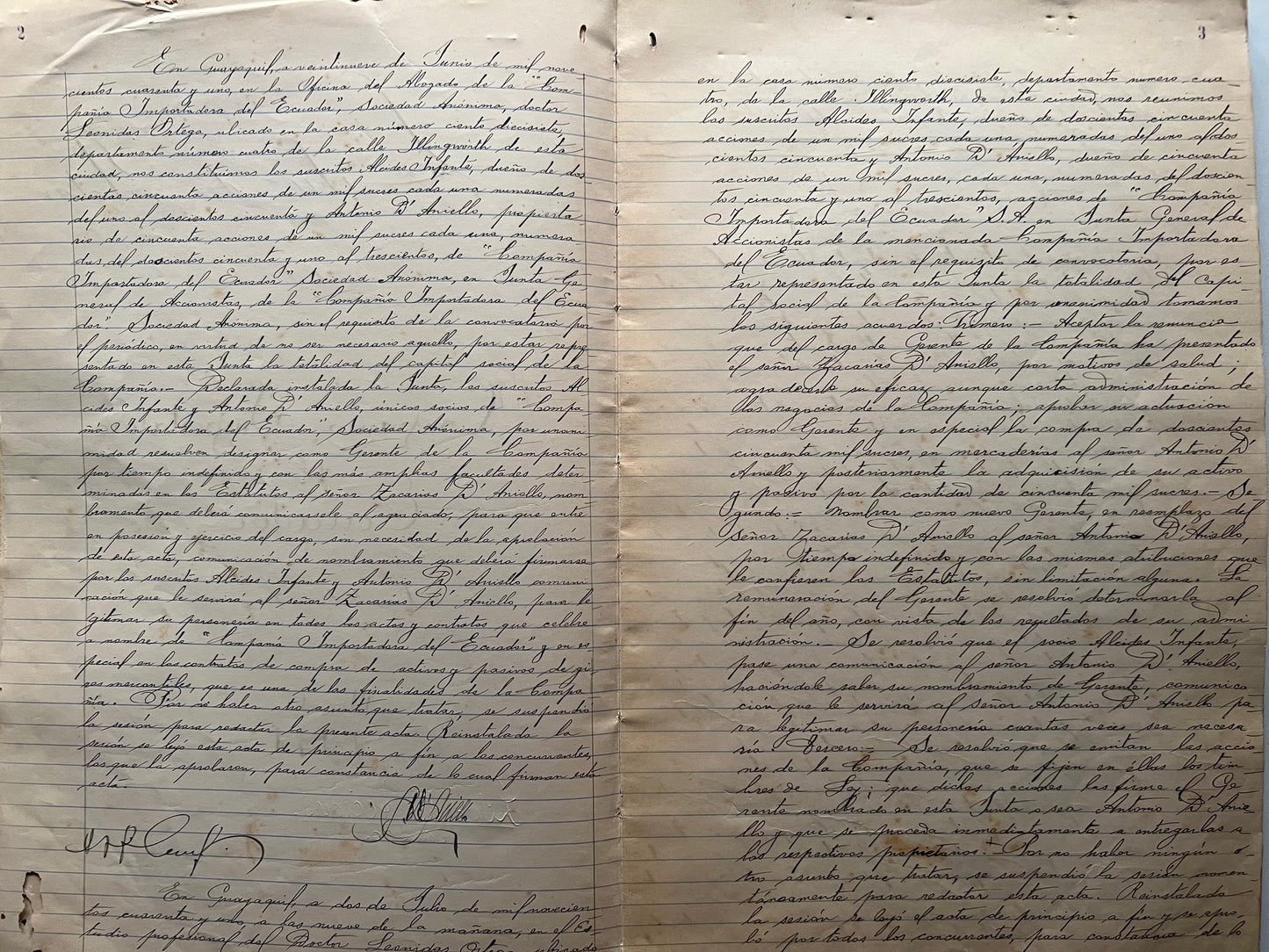 LIBRO DE ACTAS DE LA COMPANIA IMPORTADORA DEL ECUADOR S.A. ANO DE 1941 LIBRO DE ACCIONES