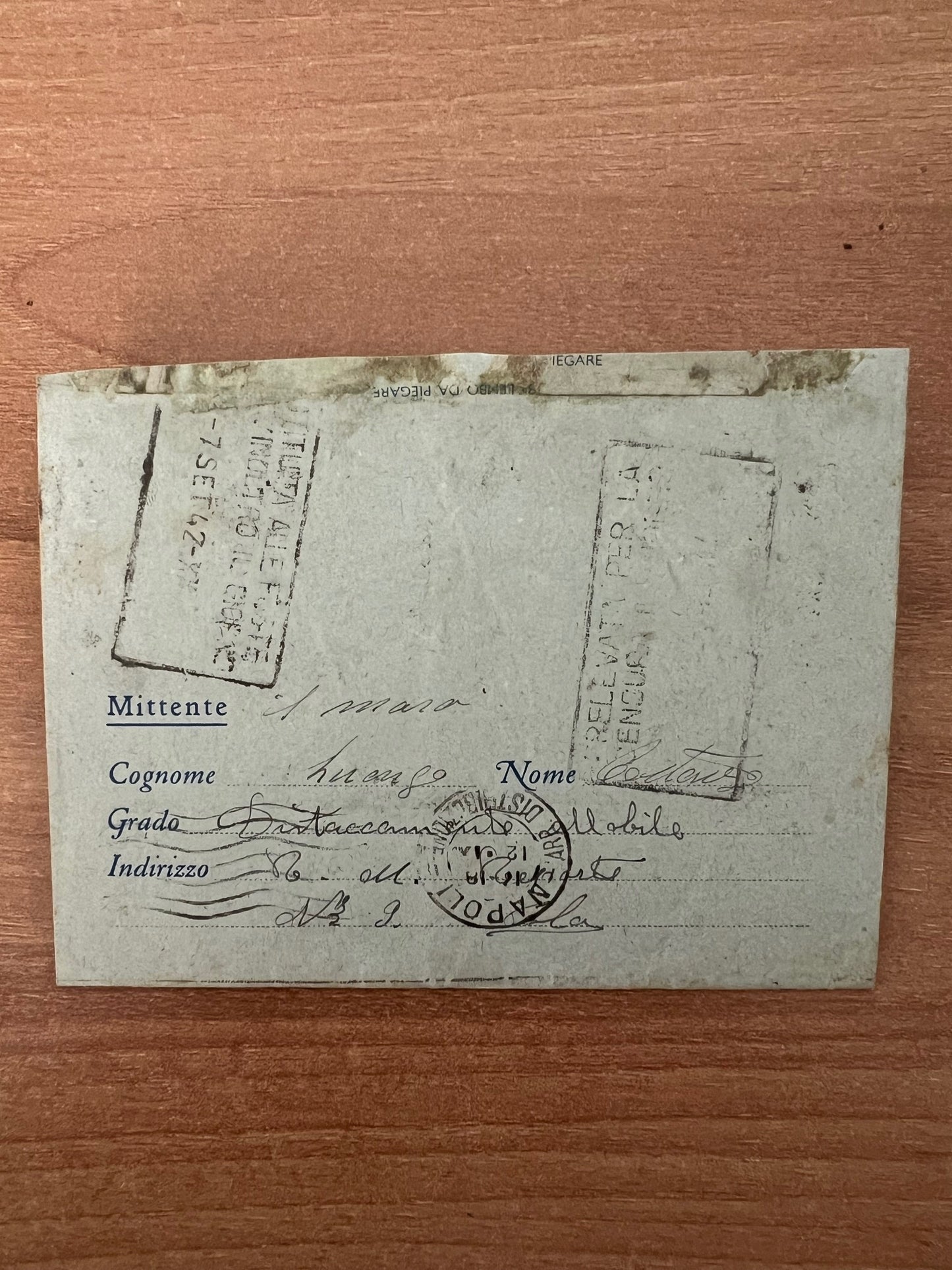 WWII 1942: Fregio Regia Marina Battaglione "San Marco" SANTI VENEZIA + Biglietto Postale Pola Xª Flottiglia MAS