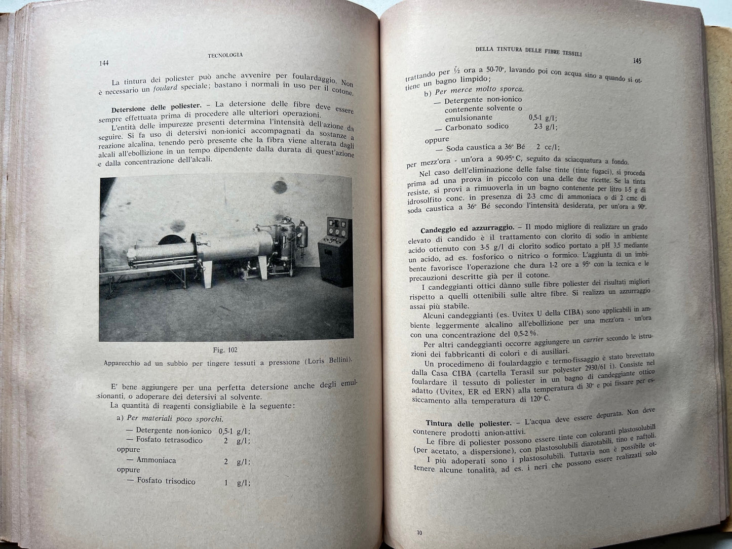 A. ALGERINO TECNOLOGIA DELLA TINTURA DELLE FIBRE TESSILI 2 VOLUMI ( COMPLETA ) 1964 E.L.S.A.