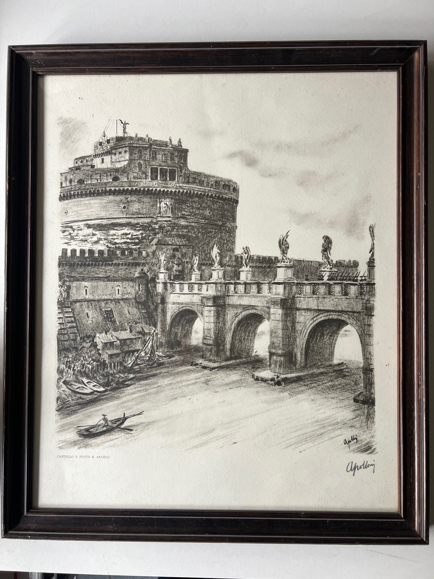 Apolloni Livio (1904 - 1967) 4 Vedute classiche di Roma con cornici cm 50 x 43